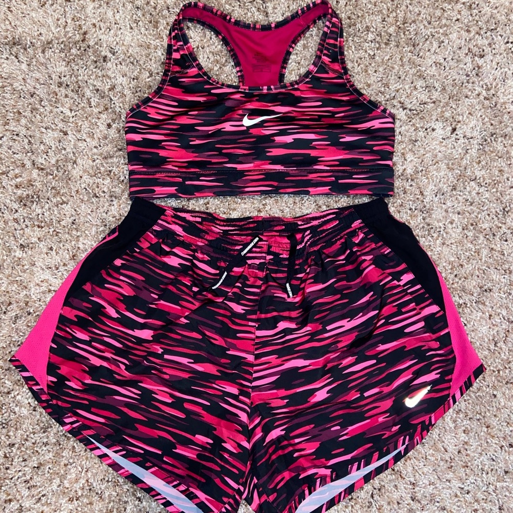Nike Workout sports bra and running shorts